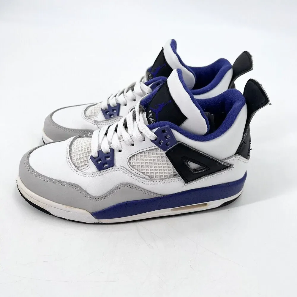 Nike Air Jordan 4 Retro GS Ultraviolet Neutral Gray White Sneakers